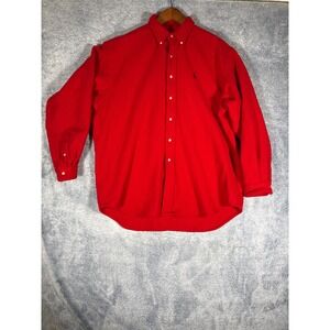 Ralph Lauren Mens XL Red 100% Wool Button Down Shirt Made in USA Vintage